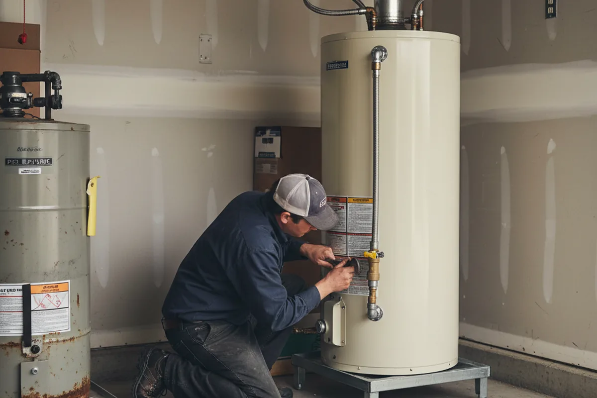 Water heater and shutoff valve replacement in Austin