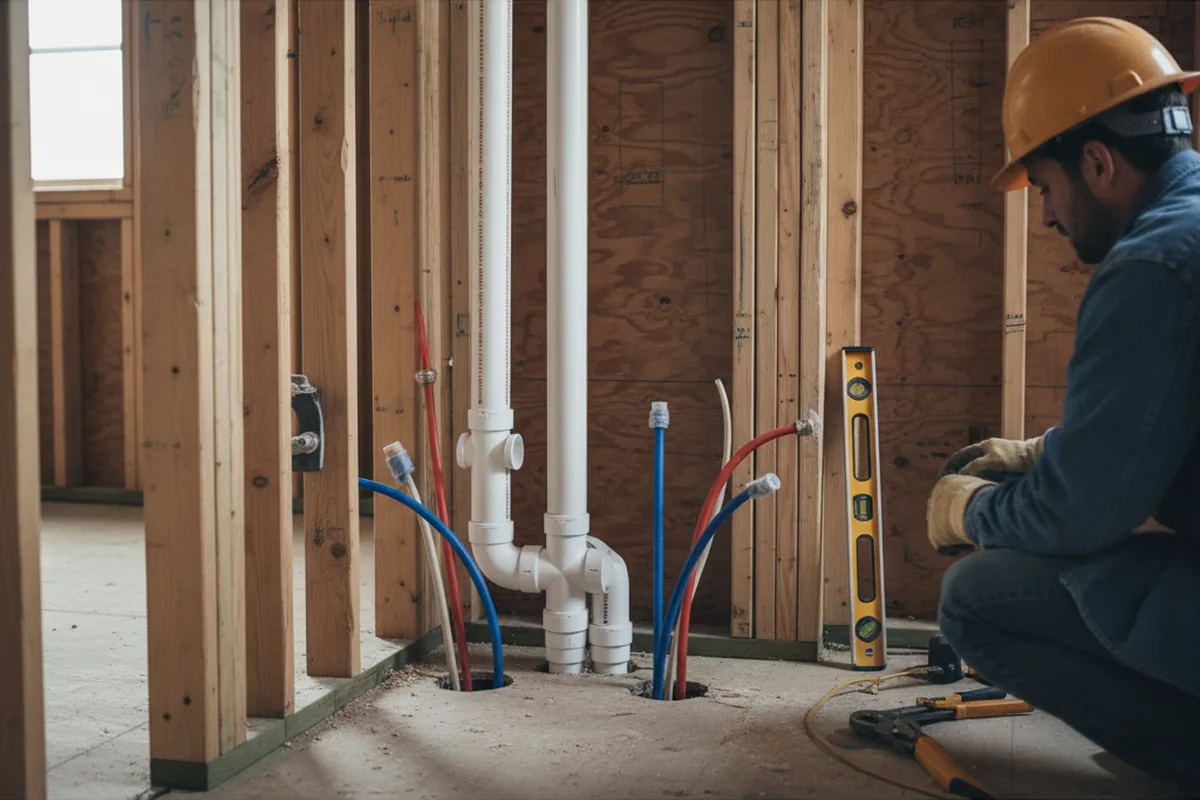 Drain and supply rough-in during Leak Detection in Austin