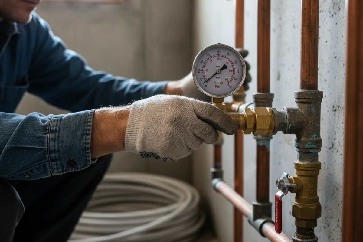Pressure testing a repaired line during Water Line Repair in Austin