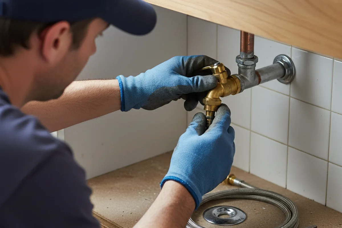 Shutoff valve and fitting work during Well Pump Repair in Austin